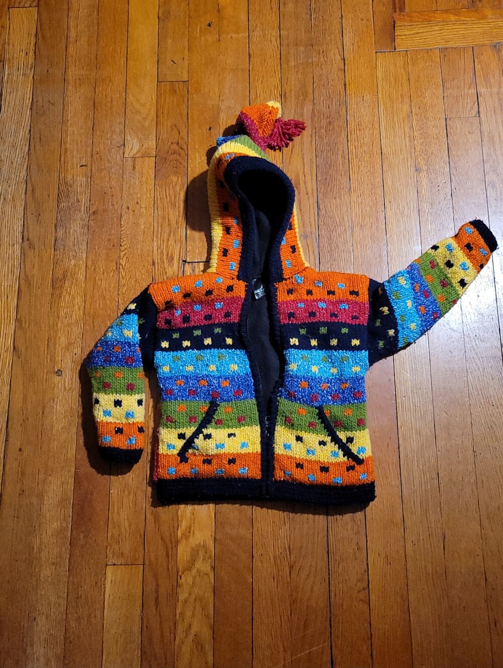Vtg Native Knits Wool Pixie Hood Sweater Jacket – Rainbow Toddler
